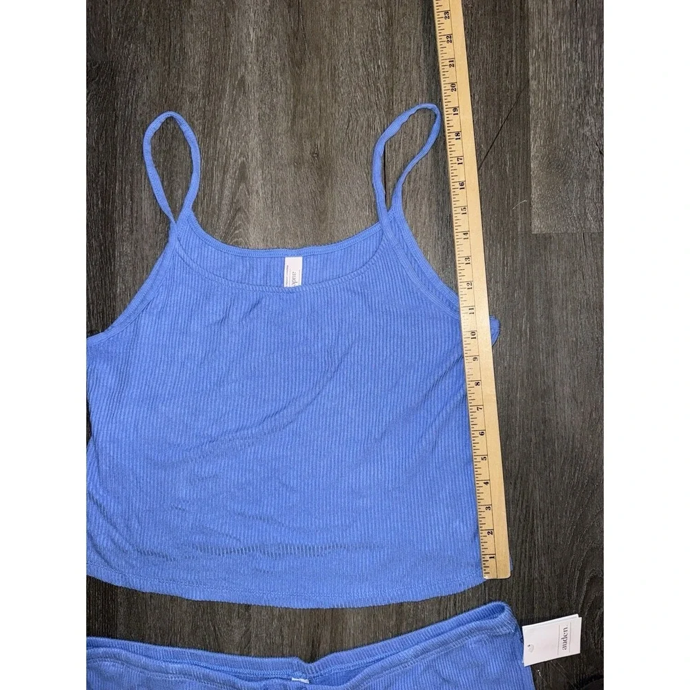 auden cozy ribbed blue pajama set tank & drawstring wide leg pants Sz Xxl